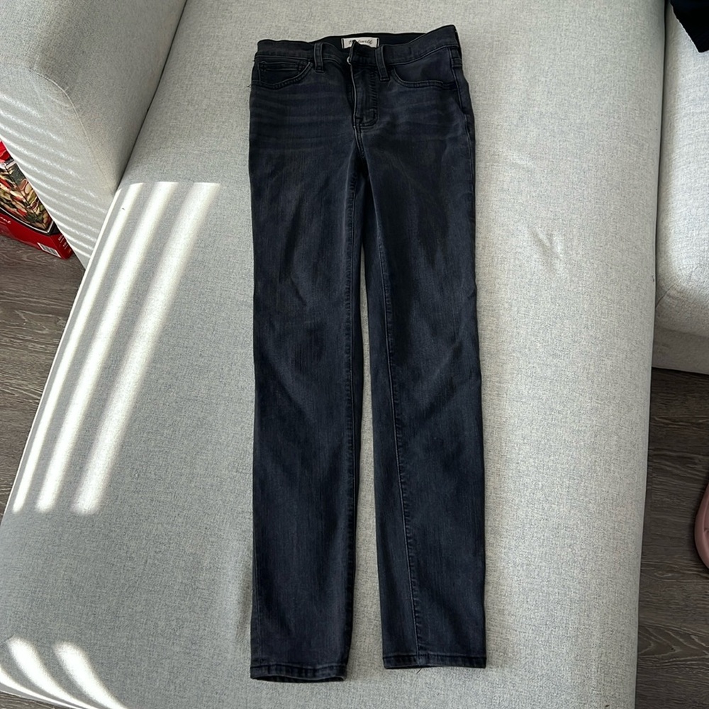 Madewell high rise skinny jeans in washed dark gray
